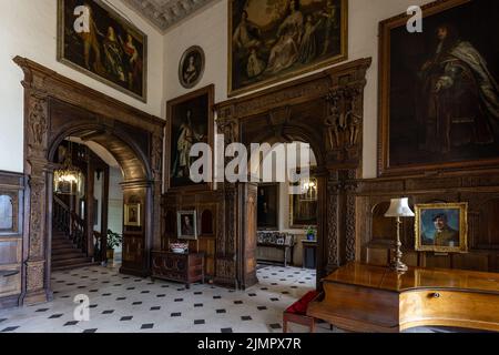 Große Halle in Burton Agnes Hall, ein herrliches elisabethanischen Herrenhaus aus dem 17.. Jahrhundert im East Riding of Yorkshire, England, Großbritannien Stockfoto