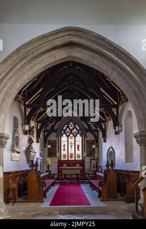 Innenraum der St. Martin's Church, Burton Agnes, einer historischen Kirche aus dem 13.. Jahrhundert im East Riding of Yorkshire, England, Großbritannien Stockfoto