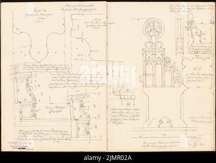 Lehmstübner Paul (1855-1916), Dom zu Halberstadt (14. September 1894): Chorgestühl: Seitenwange der ersten Reihe. Bleistift auf der Schachtel, 35,4 x 49,9 cm (inklusive Scankanten) Lehmstübner Paul (1855-1916): Dom, Halberstadt Stockfoto