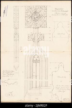 Lehmstübner Paul (1855-1916), Dom zu Halberstadt (08.09.1894): Chorgestühl: Beiseitekäse der ersten Sitzreihe. Bleistift auf Karton, 50,2 x 35,3 cm (inklusive Scankanten) Lehmstübner Paul (1855-1916): Dom, Halberstadt Stockfoto