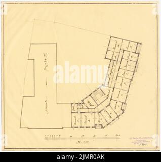 Kreich Johannes, Schule mit Internat. II Projekt (ohne Datum): Grundriss 1. Etage 1: 200. Bleistift wasserdicht bis transparent, 33 x 35 cm (inklusive Scankanten) Kreis Johannes : Schule mit Internat. II Projekt Stockfoto