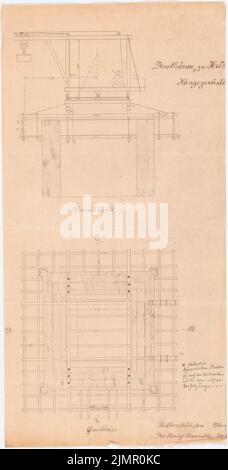 Lehmstübner Paul (1855-1916), Dom zu Halberstadt (1894): Hängetürme des Doms: Grundrisse und Schnitte 1:50. Leichter Bruch auf Papier, 72,1 x 36,6 cm (inklusive Scankanten) Lehmstübner Paul (1855-1916): Dom, Halberstadt Stockfoto