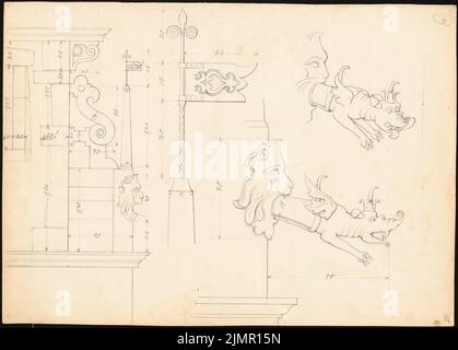 Lehmstübner Paul (1855-1916), Rathaus Hannoversch Münden (1898): Wassersgier. Bleistift auf Karton, 25,3 x 35,3 cm (inklusive Scan-Kanten) Lehmstübner Paul (1855-1916): Rathaus, Hann. Münden Stockfoto