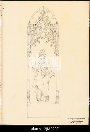 Lehmstübner Paul (1855-1916), Kölner Dom (1893): Blick auf ein gotisches Bauwerk mit Darstellung des Christentums. Bleistift auf der Schachtel, 35,5 x 25,5 cm (inklusive Scankanten) Lehmstübner Paul (1855-1916): Dom, Köln Stockfoto