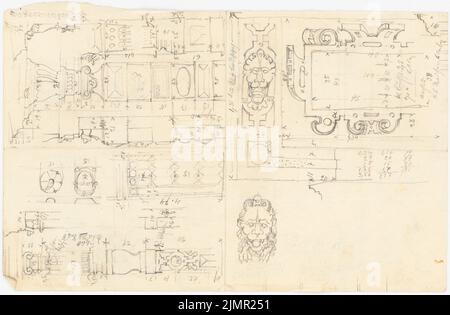 Lehmstübner Paul (1855-1916), Rathaus in Hannoversch Münden (1898): Verschiedene Details. Bleistift auf Papier, 21,9 x 33,5 cm (inklusive Scankanten) Lehmstübner Paul (1855-1916): Rathaus, Hann. Münden Stockfoto