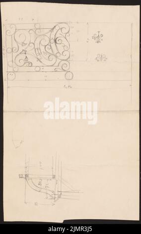 Schneider Hugo (1841-1925), Figuren und Ornamente (ohne Datum): Ansicht. Bleistift auf Karton, 37,4 x 23,6 cm (inklusive Scankanten) Schneider Hugo (1841-1925): Figuren und Ornamente Stockfoto