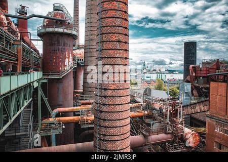 Landschaft aus dem Industriedenkmal der Voelklinge Ironworks UNESCO-Weltkulturerbe Stockfoto