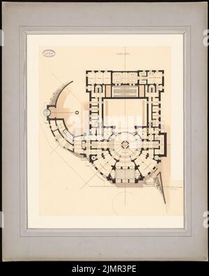 Schubert Heinrich, Stadttheater Halle/Saale. 2. Projekt (1884): Grundriss Vestibül. Tusche, Tusche farbig, Aquarell auf Karton, 91,1 x 73 cm (inklusive Scankanten) Schubert Heinrich : Stadttheater, Halle/Saale. 2. Projekt Stockfoto