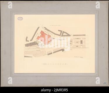 Schubert Heinrich, Stadttheater Halle/Saale. 2. Projekt (1884): Lageplan. Tusche, Tusche farbig, Aquarell auf Karton, 73 x 90,6 cm (inklusive Scankanten) Schubert Heinrich : Stadttheater, Halle/Saale. 2. Projekt Stockfoto