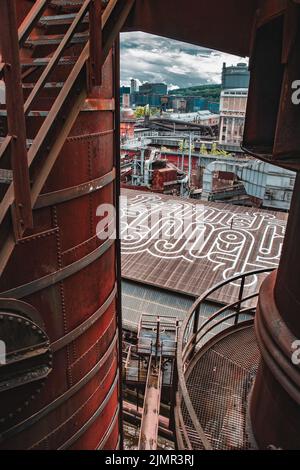 Landschaft aus dem Industriedenkmal der Voelklinge Ironworks UNESCO-Weltkulturerbe Stockfoto