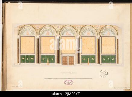 Emmerich Julius (1834-1917), Theater in Berlin. Schinkel Wettbewerb 1861 (1861): Querschnitt durch das Foyer 1. Platz; Maßstab Bar. Tusche Aquarell auf der Schachtel, 40,3 x 58,8 cm (inklusive Scan-Kanten) Emmerich Julius (1834-1917): Theater, Berlin. Schinkelwettbewerb 1861 Stockfoto