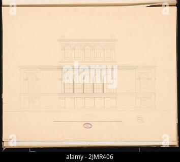 Emmerich Julius (1834-1917), Theater in Berlin. Schinkel-Wettbewerb 1861 (1861): Riss-Vorderansicht; Skalenbalken. Tinte auf Karton, 67,5 x 79,7 cm (inklusive Scankanten) Emmerich Julius (1834-1917): Theater, Berlin. Schinkelwettbewerb 1861 Stockfoto