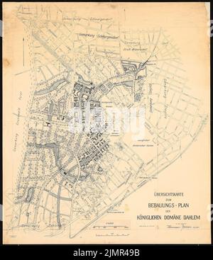 Jansen Hermann (1869-1945), Überarbeitung und Ergänzung des Entwicklungsplans der Königlichen Domäne Dahlem, Berlin (1910-1910): Übersicht und Parzellierung auf Grundkarten 1: 4000. Tintenfarben, Überdruck auf Karton, 114,8 x 99,3 cm (inklusive Scankanten) Jansen Hermann (1869-1945): Revision und Ergänzung des Bauungsplanes der Königlichen Domäne Dahlem, Berlin Stockfoto