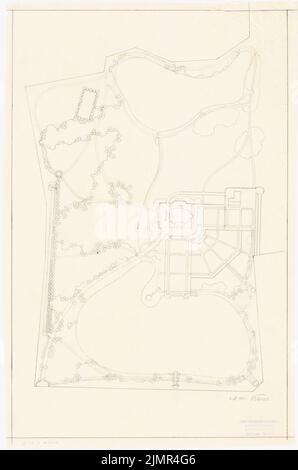 Barth Erwin (1880-1933), Landhaus Meyer in Schmalenbeck (03.03.1911): Gartenplan im Grundriß mit Haus und 2 Teichen,. Bleistift auf Transparent, 54 x 35,8 cm (inklusive Scankanten) Barth Erwin (1880-1933): Landhaus Meyer, Schmalenbeck Stockfoto