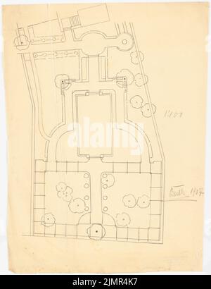 Barth Erwin (1880-1933), Villengarten (1907): Grundriß eines Teils des Villengartens 1: 100. Bleistift auf Papier, 50,6 x 38,9 cm (inklusive Scankanten) Barth Erwin (1880-1933): Villengarten Stockfoto