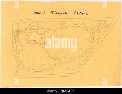 Barth Erwin (1880-1933), Villengarten bei Potsdam (10,1902): Villengarten im Grundriß. Tinte, farblich auf transparent, 53,5 x 74,1 cm (inklusive Scankanten) Barth Erwin (1880-1933): Villengarten bei Potsdam Stockfoto