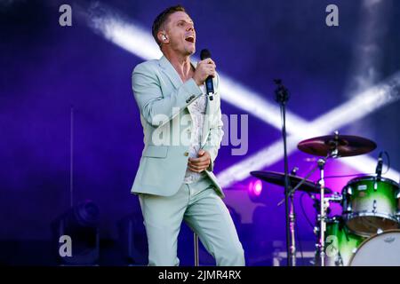 City of Brighton and Hove, Jake Shears früher bei den Scissor Sisters, die im Brighton Pride 2022 auftreten, sind wir Fabuloso. 7.. August 2022 Stockfoto