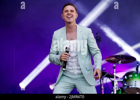 City of Brighton and Hove, Jake Shears früher bei den Scissor Sisters, die im Brighton Pride 2022 auftreten, sind wir Fabuloso. 7.. August 2022 Stockfoto