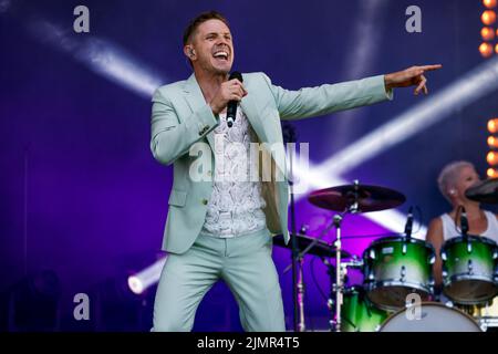 City of Brighton and Hove, Jake Shears früher bei den Scissor Sisters, die im Brighton Pride 2022 auftreten, sind wir Fabuloso. 7.. August 2022 Stockfoto