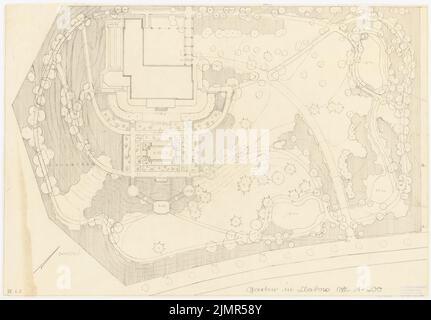 Barth Erwin (1880-1933), Garten Dr. Lewenz in Berlin-Kladow (1924-1924): Grundriß des geplanten Gartens 1:200, Maßstab Bar. Bleistift auf Transparent, 48,7 x 70,1 cm (inklusive Scan-Kanten) Barth Erwin (1880-1933): Garten Dr. Lewenz, Berlin-Kladow Stockfoto