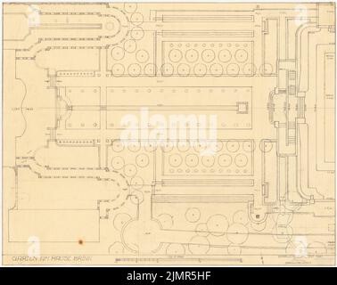 Barth Erwin (1880-1933), Garten bei Brinn in Berlin-Charlottenburg (10,1921): Grundriß der östlichen Gartenfläche 1: 100, Maßstab Bar. Bleistift auf Transparent, 63,2 x 79,7 cm (inklusive Scankanten) Barth Erwin (1880-1933): Garten am Hause Brinn, Berlin-Charlottenburg Stockfoto