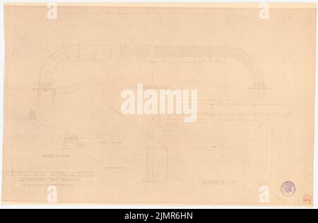 Barth Erwin (1880-1933), Badeanstalt Berlin-Charlottenburg (04,1926): Schwimmnetz am Südufer im Grundriß und Schnitt 1:50 Detail Schnitt 1: 5, Stempel. Leichter Bruch auf Papier, 50 x 76,1 cm (inklusive Scankanten) Barth Erwin (1880-1933): Badeanstalt, Berlin-Charlottenburg Stockfoto