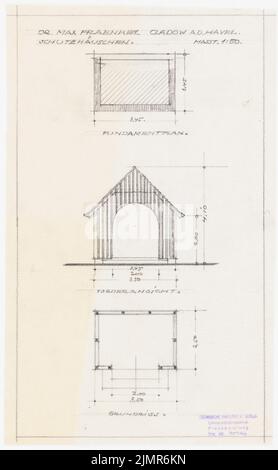 Barth Erwin (1880-1933), Fraenkel-Garten in Berlin-Kladow (1925-1925): Schunzhäuschen, 1:50. Bleistift auf Transparent, 38,2 x 23,6 cm (inklusive Scankanten) Barth Erwin (1880-1933): Garten Fraenkel, Berlin-Kladow Stockfoto