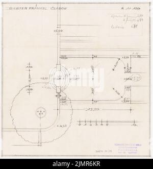 Barth Erwin (1880-1933), Fraenkel-Garten in Berlin-Kladow (1925-1925): Skizze zur Ostecke des Vorplatzes, 1: 100. Bleistift auf Transparent, 29 x 28 cm (inklusive Scankanten) Barth Erwin (1880-1933): Garten Fraenkel, Berlin-Kladow Stockfoto