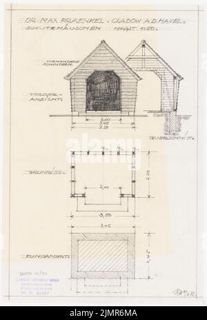 Barth Erwin (1880-1933), Fraenkel-Garten in Berlin-Kladow (31.03.1933): Schutzchüchen, 1:50. Bleistift auf Transparent, 33,8 x 22,8 cm (inklusive Scankanten) Barth Erwin (1880-1933): Garten Fraenkel, Berlin-Kladow Stockfoto