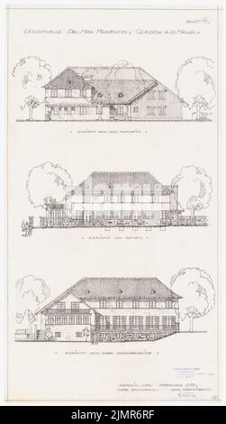 Barth Erwin (1880-1933), Fraenkel Garten in Berlin-Kladow (02,1933): Ansichten Wohnhaus. Bleistift auf Transparent, 73 x 40,7 cm (inklusive Scankanten) Barth Erwin (1880-1933): Garten Fraenkel, Berlin-Kladow Stockfoto