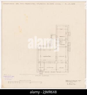 Barth Erwin (1880-1933), Fraenkel-Garten in Berlin-Kladow (01,1933): Grundriss Keller 1: 100. Bleistift auf Transparent, 41 x 40 cm (inklusive Scankanten) Barth Erwin (1880-1933): Garten Fraenkel, Berlin-Kladow Stockfoto