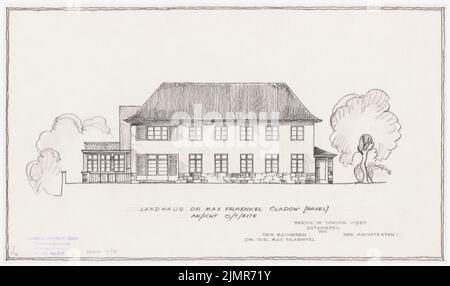 Barth Erwin (1880-1933), Fraenkel-Garten in Berlin-Kladow (01,1933): Ostansicht des Hauses. Bleistift auf Transparent, 25,2 x 42,6 cm (inklusive Scankanten) Barth Erwin (1880-1933): Garten Fraenkel, Berlin-Kladow Stockfoto