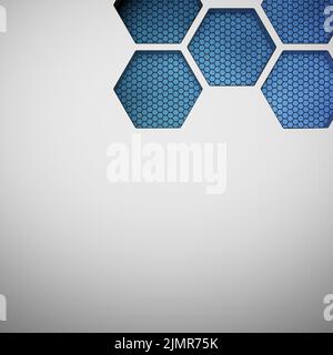 Futuristischer und technologischer sechseckiger Hintergrund. 3D Rendern Stockfoto