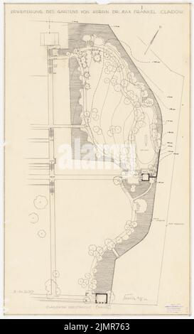 Barth Erwin (1880-1933), Fraenkel-Garten in Berlin-Kladow (04/30/1930): Erweiterung des Fraenkel-Gartens, Anm., 1: 200. Tusche und Bleistift auf Transparent, 84,3 x 51,3 cm (inklusive Scankanten) Barth Erwin (1880-1933): Garten Fraenkel, Berlin-Kladow Stockfoto