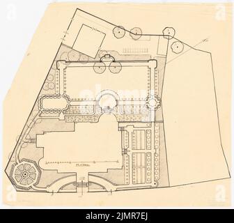 Barth Erwin (1880-1933), Villengarten (ohne Dat.): Grundriss eines Villengartens mit Gebäude abgerissen 1: 200. Bleistift und Tinte auf Transparent, 43,1 x 48,3 cm (inklusive Scankanten) Barth Erwin (1880-1933): Villengarten Stockfoto