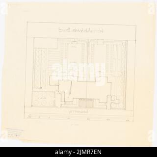 Barth Erwin (1880-1933), Hausgärten eines Doppelhauses (ohne Datum): Hausgärten eines Doppelhauses im Grundriß (reine Zeichnung) 1: 200, Maßstab bar. Bleistift auf Transparent, 37,3 x 39,8 cm (inklusive Scankanten) Barth Erwin (1880-1933): Hausgärten eines Doppelwohnhauses Stockfoto