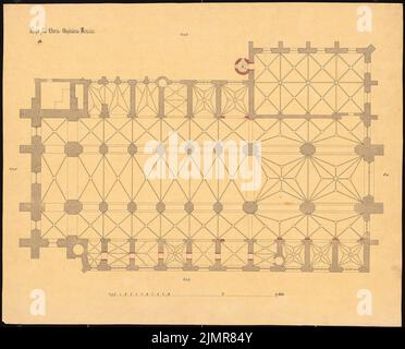 Lüdecke Carl Johann Bogislaw (1826-1894), Kirche St. Maria Magdalena in Breslau. Sanierungsentwurf (1876-1876): Grundriß, Massstab 1: 100. Tusche Aquarell auf transparent, 61 x 75,6 cm (inklusive Scankanten) Lüdecke Carl Johann Bogislaw (1826-1894): Kirche St. Maria Magdalena, Breslau. Wiederherstellungsentwurf Stockfoto