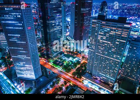 Tokyo Nachtansicht von der Aussichtsplattform des Tokyo Metropolitan Government Building Stockfoto