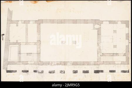 Langhans Carl Ferdinand (1782-1869), asymmetrischer Bau (ohne Datum): Grundriß. Tusche Aquarell auf Papier, 25 x 40,2 cm (inklusive Scankanten) Langhans Carl Ferdinand (1782-1869): Asymmetrisches Gebäude Stockfoto