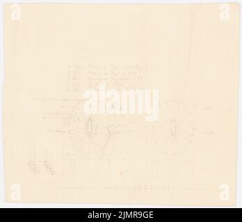 Langhans Carl Ferdinand (1782-1869), Wendeltreppe (zur königlichen Oper in Berlin?) (1843-1843): Bodenrisse mit Gefälle. Bleistift auf Karton, 28,4 x 33 cm (inklusive Scan-Kanten) Langhans Carl Ferdinand (1782-1869): Wendeltreppe (zum Königlichen Opernhaus, Berlin?) Stockfoto