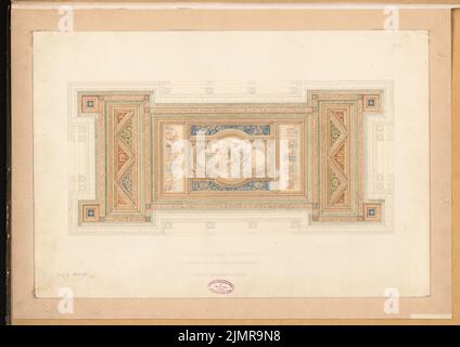 Busse Konrad (1835-1888), Clubhaus in Berlin. Schinkel-Wettbewerb 1864 (1864): Deckenmalerei des Ballsaals. Tusche Aquarell auf der Schachtel, 51,5 x 72,7 cm (inklusive Scan-Kanten) Busse Konrad (1835-1888): Vereinshaus, Berlin. Schinkelwettbewerb 1864 Stockfoto