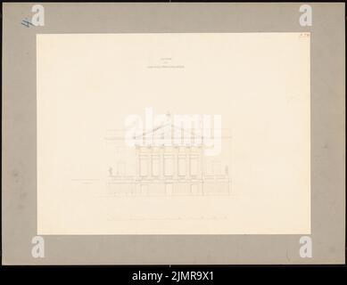 Langhans Carl Ferdinand (1782-1869), Königliche Oper in Berlin. Rekonstruktion. Anbau (1843-1843): Oben. Tinte auf Karton, 58,4 x 75,8 cm (inklusive Scankanten) Langhans Carl Ferdinand (1782-1869): Königliche Oper, Berlin. Wiederaufbau. Anbau Stockfoto