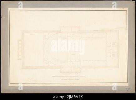 Langhans Carl Ferdinand (1782-1869), Königliche Oper in Berlin. Rekonstruktion (18.08.1843): Grundriss 4. Platz. Tinte, Bleistift, wasserfarben auf Papier, 66,2 x 96 cm (inklusive Scankanten) Langhans Carl Ferdinand (1782-1869): Königliche Oper, Berlin. Wiederaufbau Stockfoto