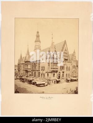 Lüdecke Carl Johann Bogislaw (1826-1894), Rathaus in Breslau. Umbau (1858-1858): Blick von Südosten auf das Rathaus. Foto auf Karton, 71,2 x 56,7 cm (inklusive Scan-Kanten) Lüdecke Carl Johann Bogislaw (1826-1894): Rathaus, Breslau. Umbau Stockfoto