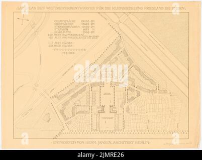 Jansen Hermann (1869-1945), Kleinsiedlung Friesland, Emden (1916-1916): Abteilung 1: 1000. Farbstift über einem Bruch auf Papier, 54,9 x 73,6 cm (inklusive Scankanten) Jansen Hermann (1869-1945): Kleinsiedlung Friesland, Emden Stockfoto