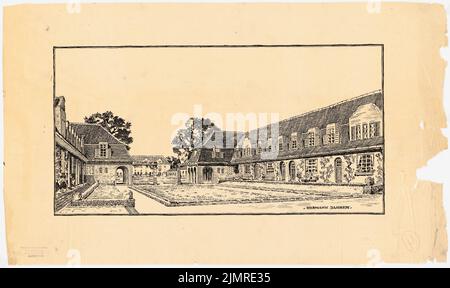 Jansen Hermann (1869-1945), Kleinsiedlung Friesland, Emden (02,1917): Perspektivansicht. Tusche auf Transparent, 46,7 x 78,5 cm (inklusive Scankanten) Jansen Hermann (1869-1945): Kleinsiedlung Friesland, Emden Stockfoto