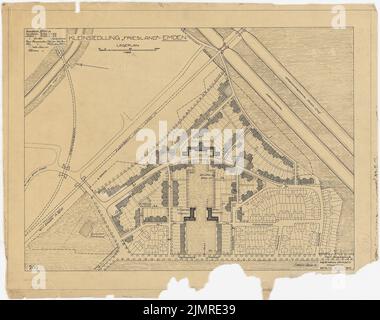 Jansen Hermann (1869-1945), Kleinsiedlung Friesland, Emden (26. Juli 1916): Abteilung 1: 1000. Tusche auf Transparent, 58,2 x 73,6 cm (inklusive Scankanten) Jansen Hermann (1869-1945): Kleinsiedlung Friesland, Emden Stockfoto