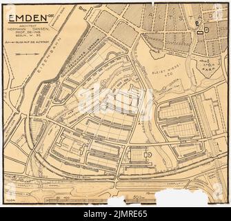 Jansen Hermann (1869-1945), Vertriebs- und Entwicklungsplan für Emden-Ost (05,1921): Grund- und Dialtplan 1: 2000. Tusche auf Transparent, 58,3 x 65,1 cm (inklusive Scankanten) Jansen Hermann (1869-1945): Aufteilungs- und Bebauungsplan für Emden-Ost Stockfoto