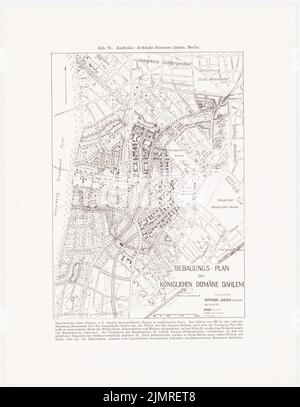 Jansen Hermann (1869-1945), Überarbeitung und Ergänzung des Entwicklungsplans der Königlichen Domäne Dahlem, Berlin (1910-1910): Predeandruck für: W. Hegemann, der urban Building. Druck auf Papier, 30,3 x 23,5 cm (inklusive Scankanten) Jansen Hermann (1869-1945): Revision und Ergänzung des Bauungsplanes der Königlichen Domäne Dahlem, Berlin Stockfoto