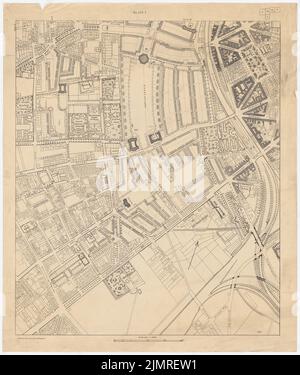 Jansen Hermann (1869-1945), Wettbewerb um die Entwicklung des inneren Rayon, Köln (1919): Grundplan in 5 Teilen 1: 2500. Farbüberdruck auf Transparent, 84,3 x 71,3 cm (inklusive Scankanten) Jansen Hermann (1869-1945): Wettbewerb zur Bebauung des Inneren Rayons, Köln Stockfoto